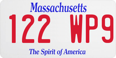 MA license plate 122WP9