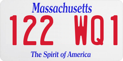 MA license plate 122WQ1