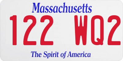 MA license plate 122WQ2