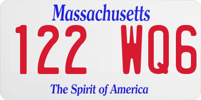 MA license plate 122WQ6