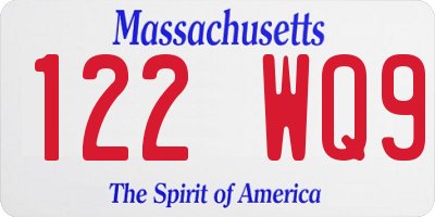 MA license plate 122WQ9