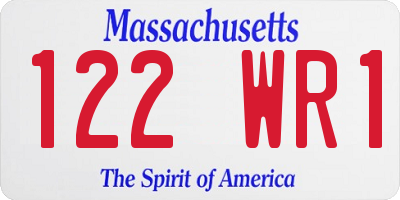 MA license plate 122WR1