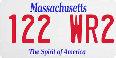 MA license plate 122WR2