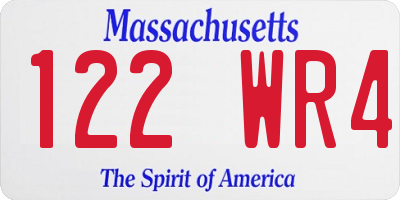 MA license plate 122WR4