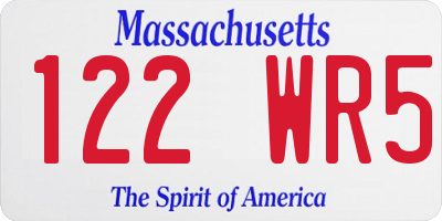 MA license plate 122WR5