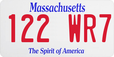 MA license plate 122WR7