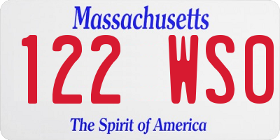 MA license plate 122WS0