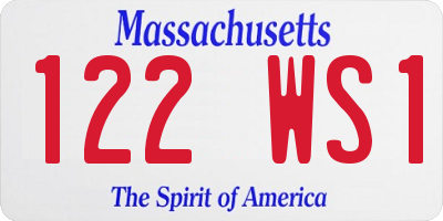 MA license plate 122WS1