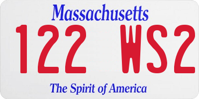 MA license plate 122WS2