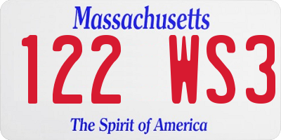 MA license plate 122WS3