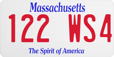 MA license plate 122WS4