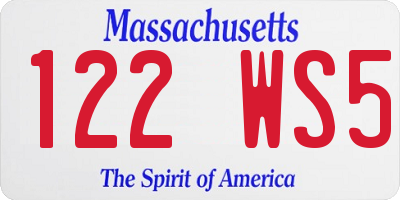 MA license plate 122WS5