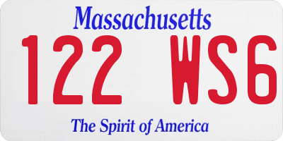 MA license plate 122WS6