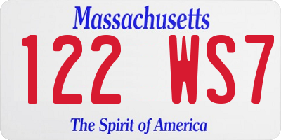 MA license plate 122WS7