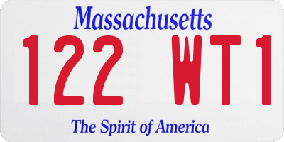 MA license plate 122WT1