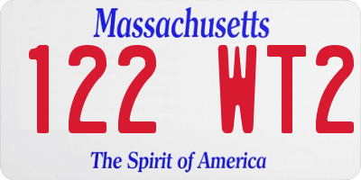 MA license plate 122WT2