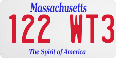 MA license plate 122WT3