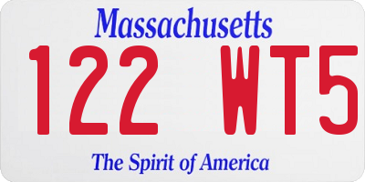 MA license plate 122WT5