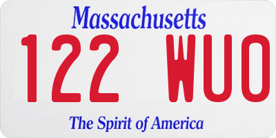 MA license plate 122WU0