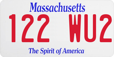 MA license plate 122WU2