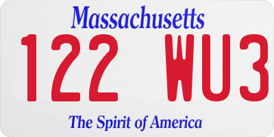 MA license plate 122WU3