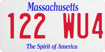 MA license plate 122WU4