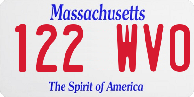 MA license plate 122WV0