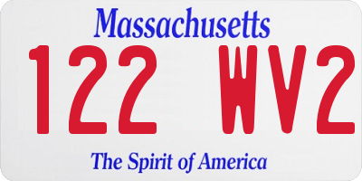 MA license plate 122WV2