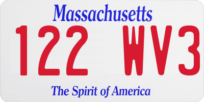 MA license plate 122WV3