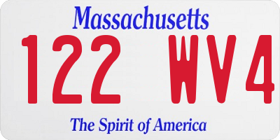 MA license plate 122WV4