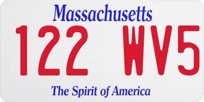 MA license plate 122WV5