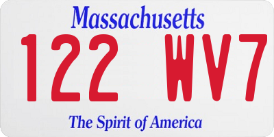 MA license plate 122WV7