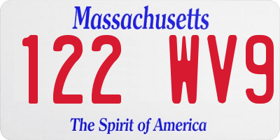 MA license plate 122WV9