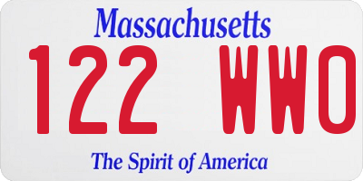 MA license plate 122WW0