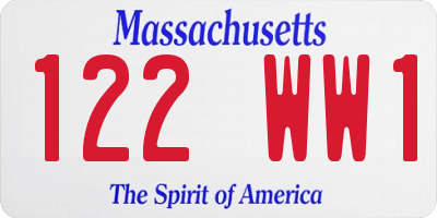 MA license plate 122WW1