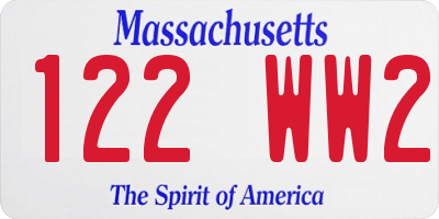 MA license plate 122WW2