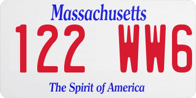 MA license plate 122WW6