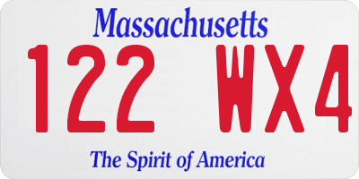 MA license plate 122WX4