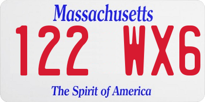 MA license plate 122WX6