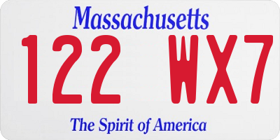 MA license plate 122WX7