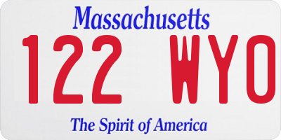 MA license plate 122WY0