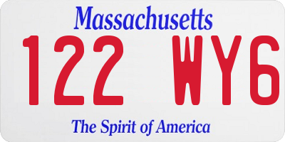 MA license plate 122WY6