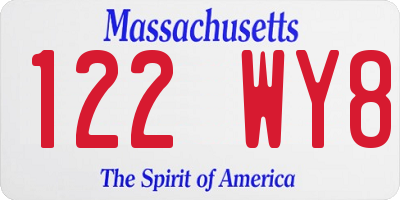 MA license plate 122WY8