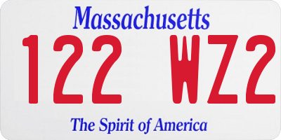 MA license plate 122WZ2