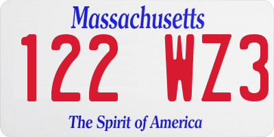 MA license plate 122WZ3