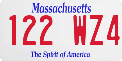 MA license plate 122WZ4