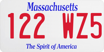 MA license plate 122WZ5