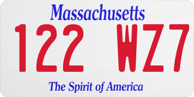 MA license plate 122WZ7