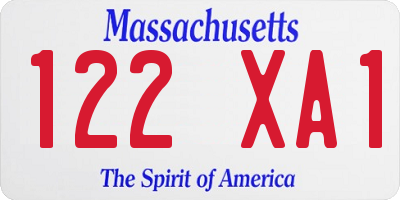 MA license plate 122XA1