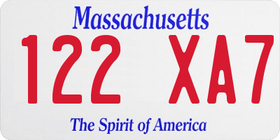 MA license plate 122XA7